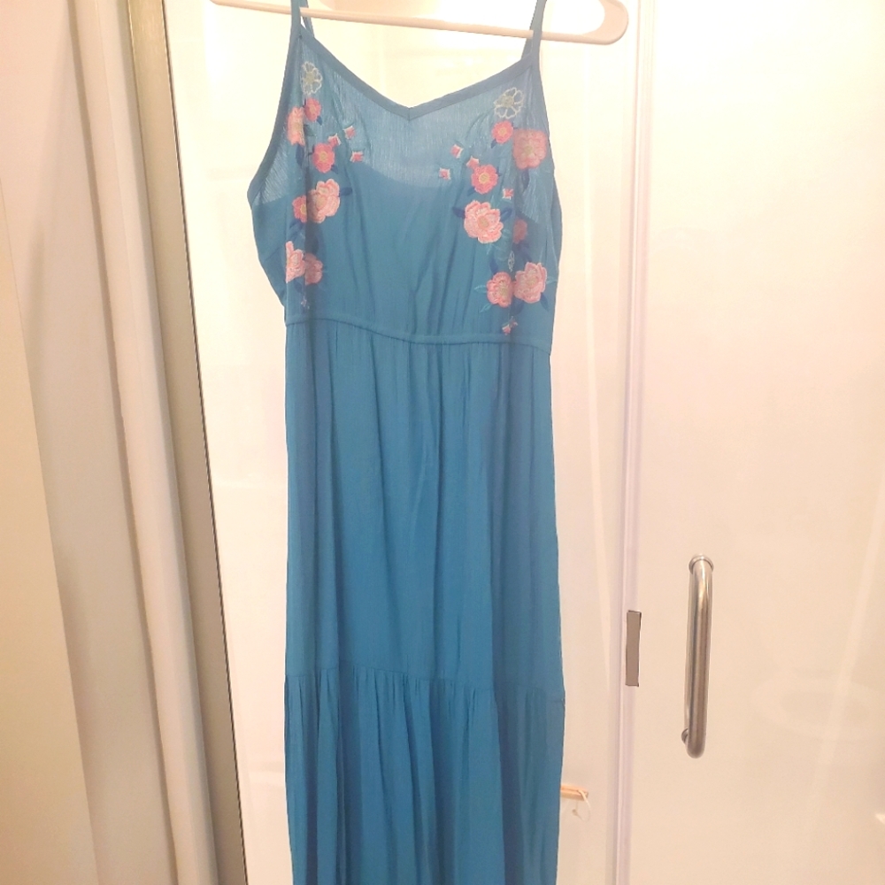 Cute boho dress, maxi, small, floral, blue